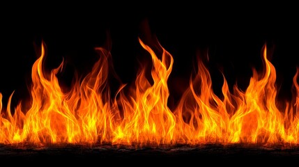 Fiery Inferno Wall of Flames Burning Brightly