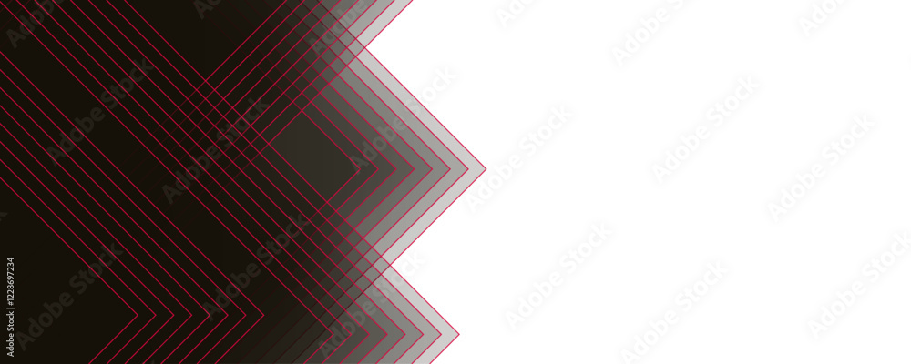 Poster Abstract design with white transparent material in triangle and squares shapes. Black rectangle business card, modern and creative design. Futuristic technology lines black 