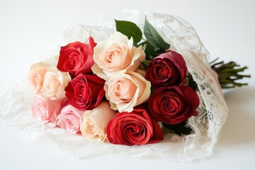 Beautiful rose bouquet floral arrangement indoor setting elegant aesthetic