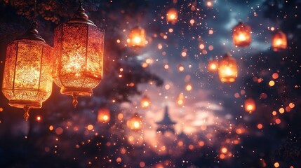 Enchanted Night: Glowing Lanterns and Magical Lights