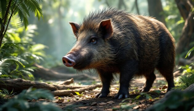 Wild Boar in Lush Tropical Forest - Powered by Adobe