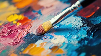 Obraz premium Creative techniques studio colorful palette close-up artistic expression