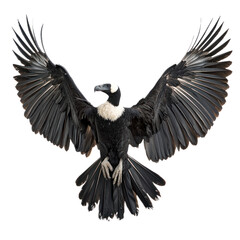 Obraz premium Andean Condor, massive black bird with white neck ruff and broad wings. isolated on transparency background