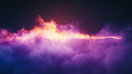 Naklejka premium Fiery Serpent Soaring Through Purple Cloudscape