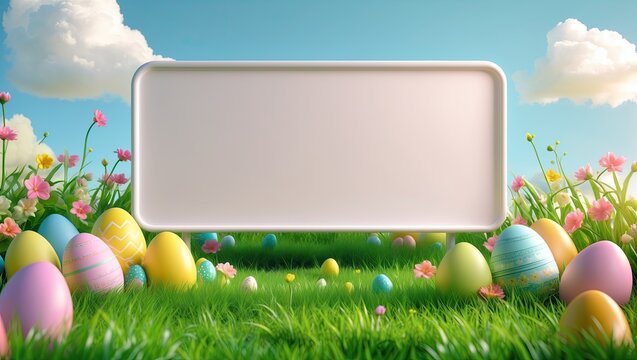 Mockup blank billboard white space on easter theme