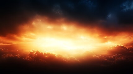 Obraz premium Fiery Sunset Dramatic Sky Cloudscape Blaze