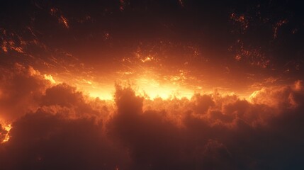 Naklejka premium Fiery Sunset Inferno Cloudscape Dramatic Sky