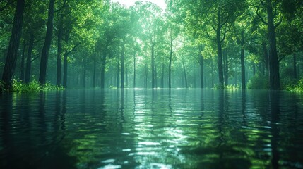 Submerged Forest: A Serene Landscape of Flooded Trees