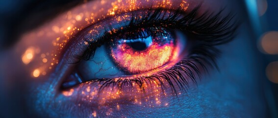 Futuristic Eye in Cyberpunk High Tech Environment