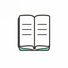 Minimalist open book icon design, clean mood, simple graphics with white background, copy space