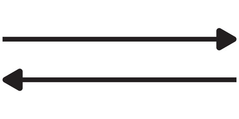 Long arrow. Black and Red arrow pointing Right and Left. Bold and Thine long arrow. Vector illustration.