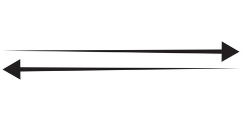 Long arrow icon isolated. Long arrow vector, icon. Red, Black and Blue horizontal arrow. Right and Left long arrow vector icon.