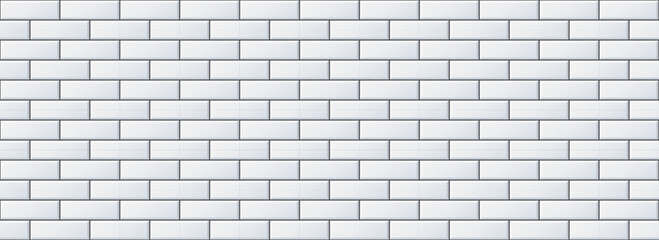 Obraz premium Seamless grey tile pattern. Rectangle ceramic tiled texture for bathroom wall, kitchen floor, pool surface. Repeating white mosaic grid background. Repeated brick backdrop. Vector wallpaper