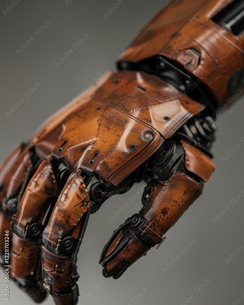 Poster cutting-edge prosthetic arm technology: a detailed close-up view of an advanced bionic limb