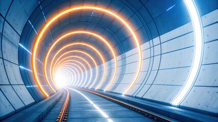 Fototapeta premium technology background concept, Illuminated tunnel with glowing circular patterns