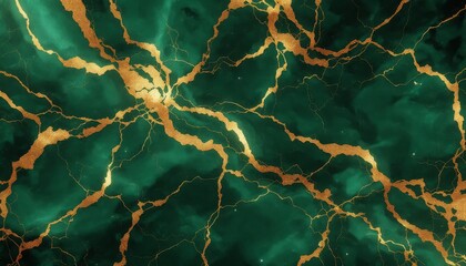 Luxurious Green Marble Texture with Gold Veins
