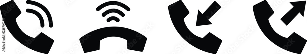 Poster phone call icon in flat set isolated on transparent background. vector sign for apps or web. handset