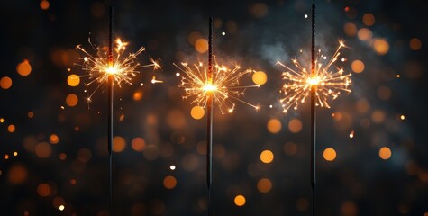 Independence Day Celebration with Sparklers and American Flag Bokeh