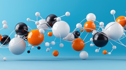 Molecular network design colorful atoms and bonds visualization
