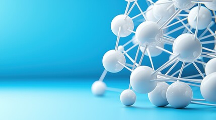 Molecular network of atoms and bonds in colorful design studio