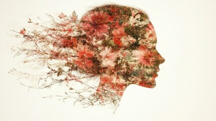 Floral Woman Silhouette Nature's Embrace