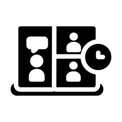 Digital Communication Glyph Icon – Technology and Connection Symbol