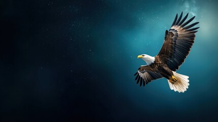 Obraz premium Majestic Eagle Gliding Through the Starry Sky