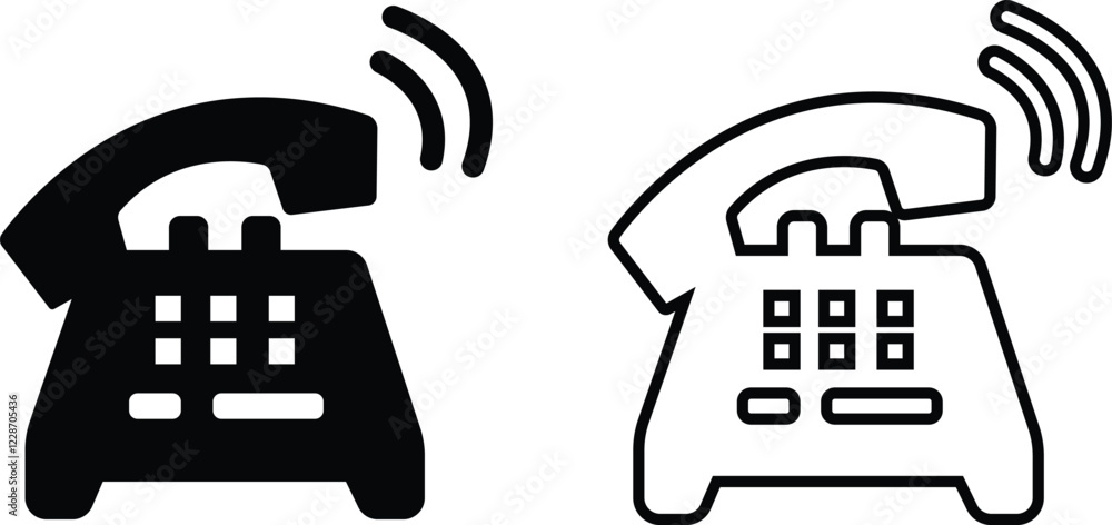 Poster phone call icon in flat line set isolated on transparent background. vector sign for apps or web. ha