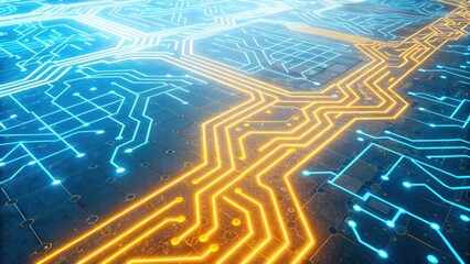 Fototapeta premium technology background concept, Abstract circuit board design with glowing lines