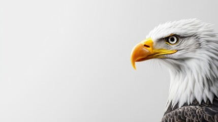 Obraz premium Majestic Bald Eagle Portrait on Neutral Background
