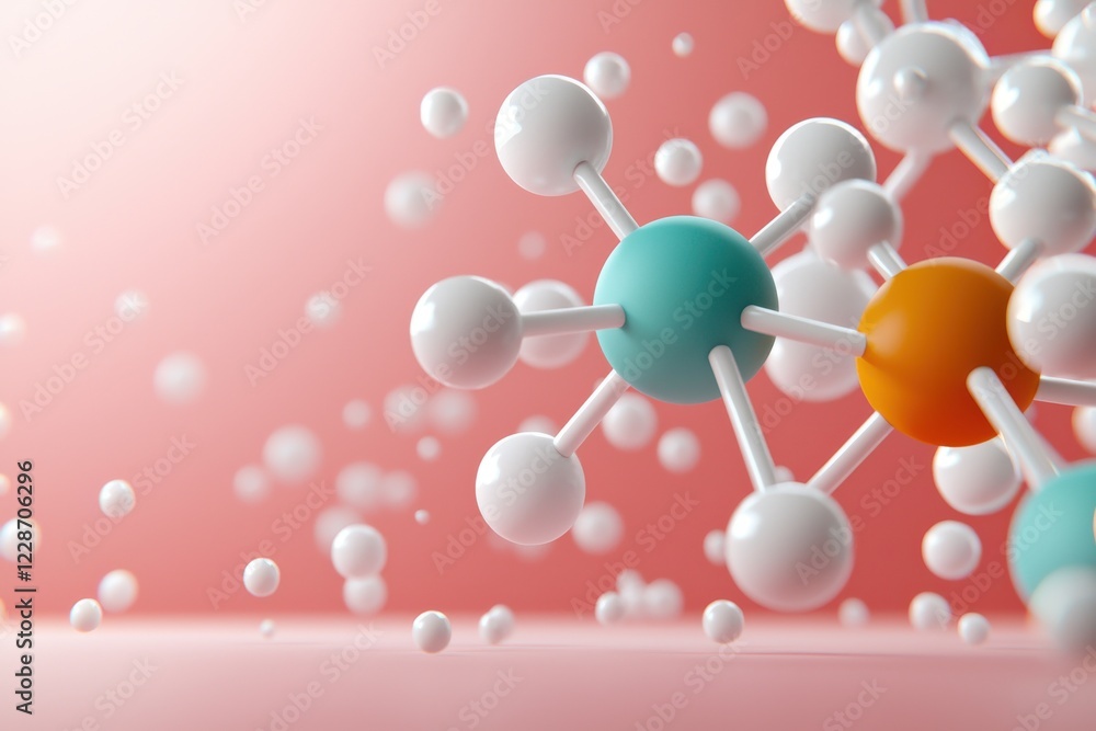 Poster molecular network of colorful atoms and bonds laboratory setting