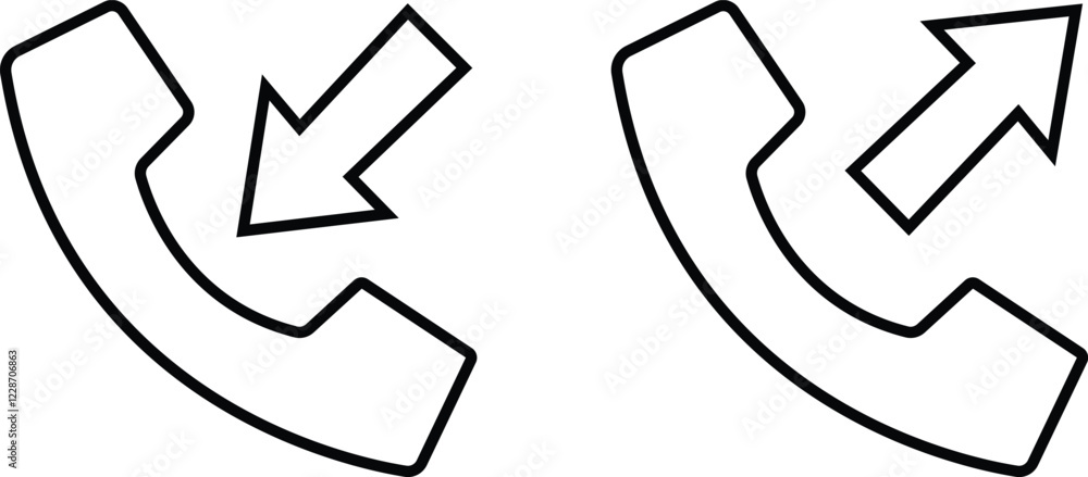 Aufkleber phone call icon in line set isolated on transparent background. vector sign for apps or web. handset