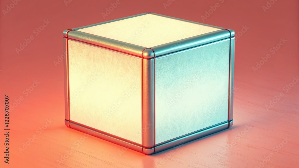 Poster technology background concept, glowing cube with a soft light effect