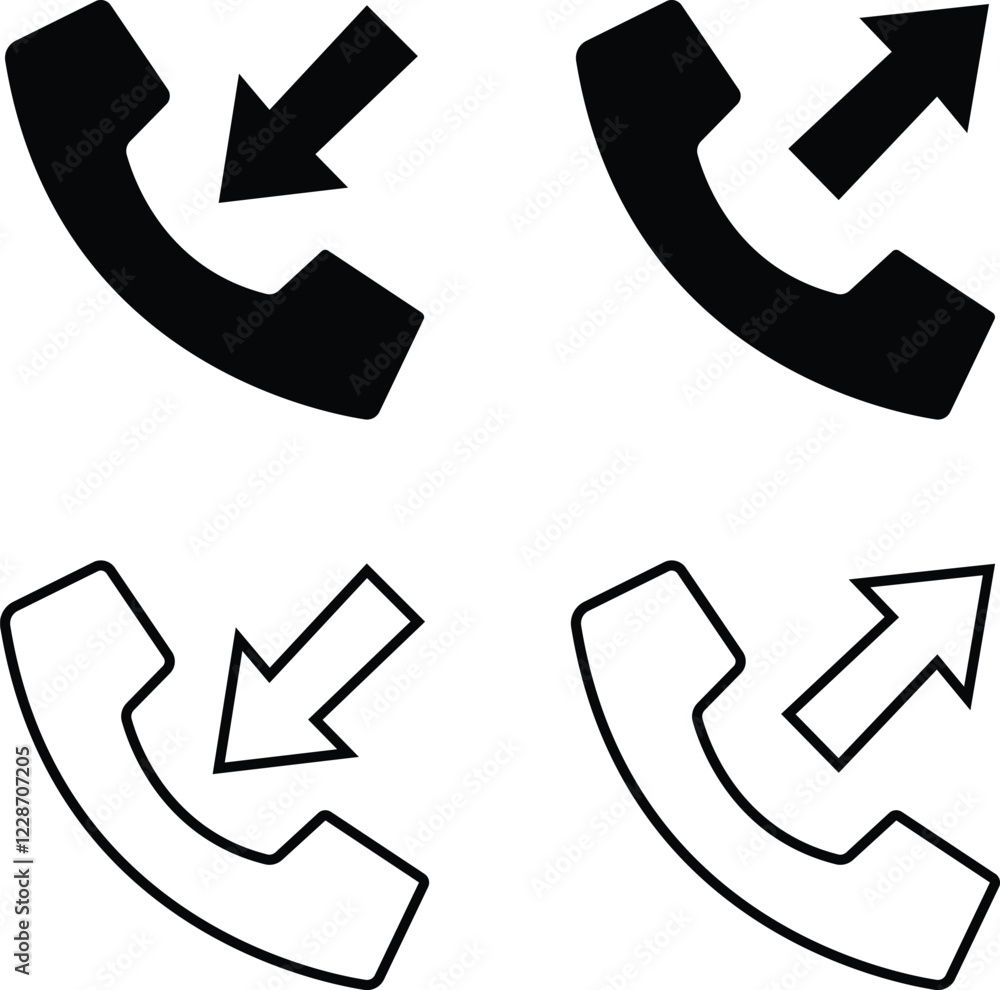 Aufkleber phone call icon in flat line set isolated on transparent background. vector sign for apps or web. ha