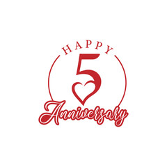 happy anniversary initial number 5 with love valentine day