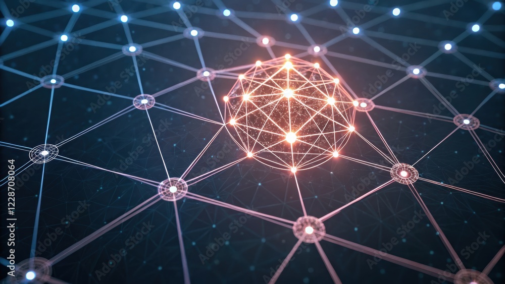 Poster technology background concept, abstract digital network visualization