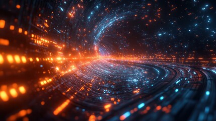 Neon Lights Tunnel: A Futuristic Digital Vortex