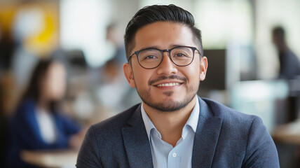 Fototapeta premium Portrait of a smiling businessman in office.