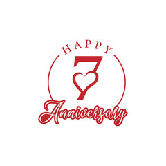 happy anniversary initial number 7 with love valentine day