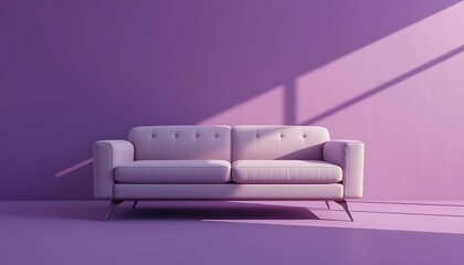 Lavender Sofa Against a Purple Wall