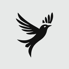 Obraz premium Flying Bird Silhouette in black on a white background
