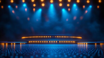 Premium background featuring blue and golden dotted edge lines with royal stage spotlights, ideal for awards graphics