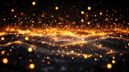 Obraz premium Glittering Particles Wave, Dark Background, Abstract Design