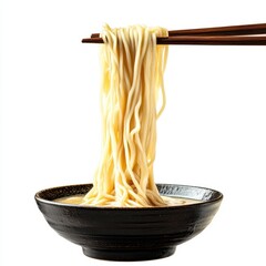 A bowl of steaming noodles is lifted with chopsticks, showcasing a deliciously simple Asian dish.
