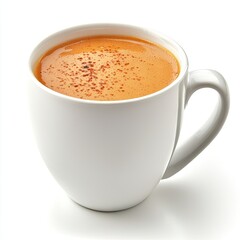 Creamy autumn spice beverage in mug, white background.  Perfect for fall menus