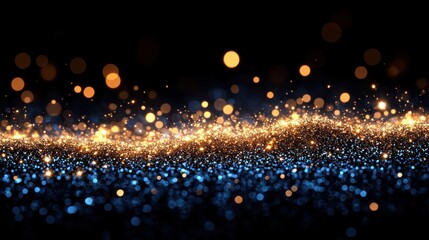 Glittering wave, dark background, bokeh, celebration, header