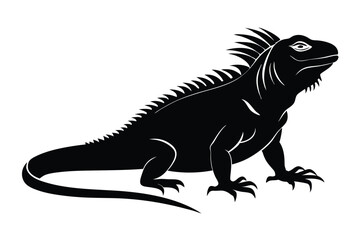 Fototapeta premium Iguana silhouette set collection isolated black on white background vector illustration