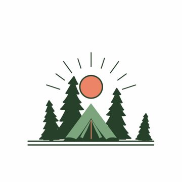 Footage of Camping Camp Tent with Green Pine Trees in Forest
