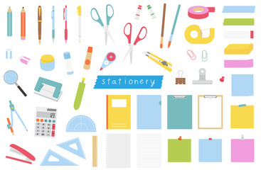 文房具のふちなしイラストセット