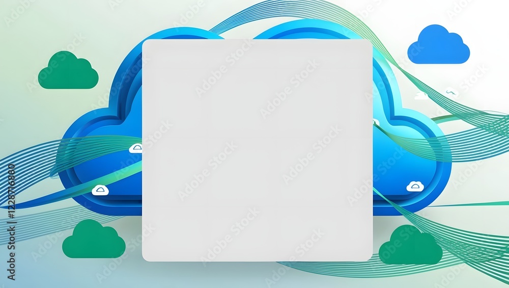 Poster cloud data network template for technology background with copy space